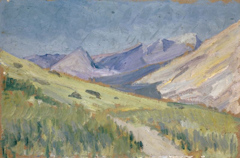 Paisaje de montañas y praderas de Ernst Schiess, medio desconocido.
