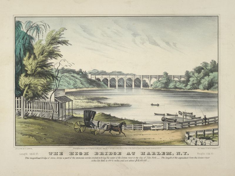 Length 1450 ft. The High Bridge at Harlem, N.Y. de Currier & Ives, litografia