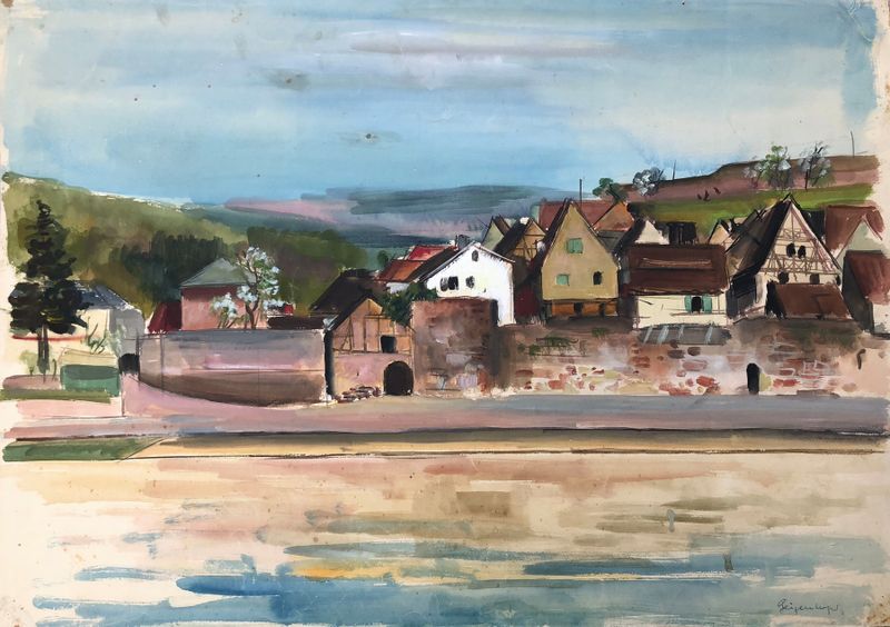 Hirschhorn am Neckar de Otto Geigenberger, impresionismo, paisaje