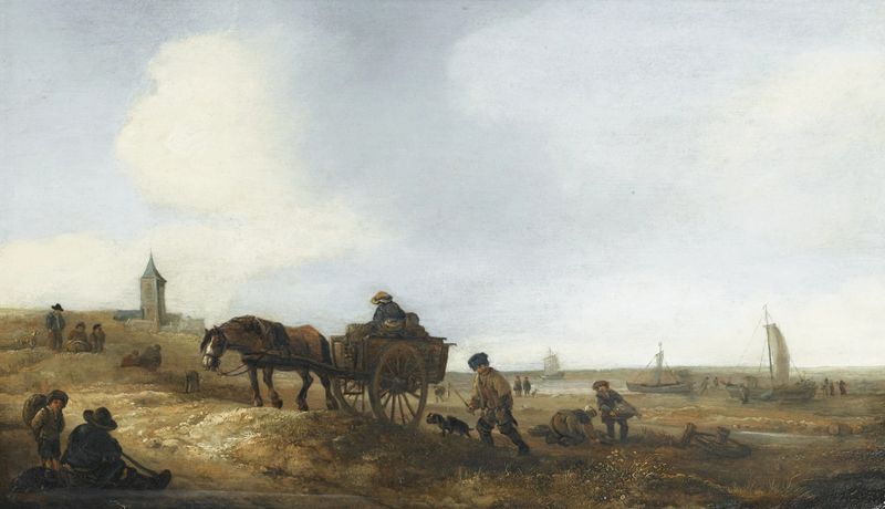 Marine scene with fishermen, oil on canvas by Isaac van Ostade
