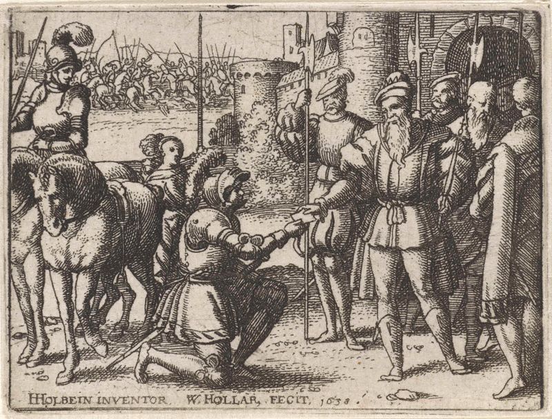 David dá a Urias uma carta a Joab, gravura de Wenceslaus Hollar