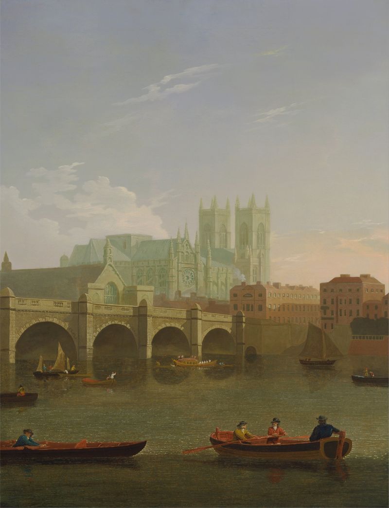 Westminster Abbey and Bridge, oil on canvas by Joseph Farington
