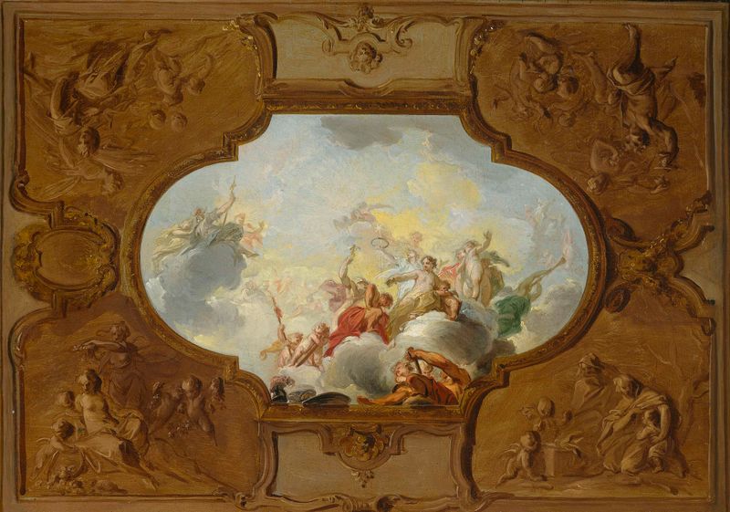 Design for a ceiling painting with the Apotheosis of Aeneas, oil on canvas by Jacob de Wit