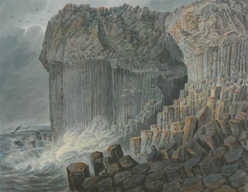 Fingal’s Cave, Staffa by George Cuitt the Elder, watercolor on paper