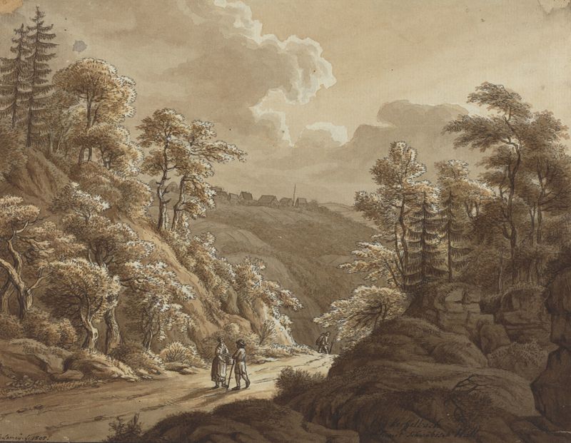 Road through the Woods near Kresselbach, óleo sobre lienzo de T. Lamey