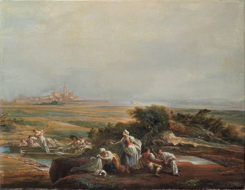Paisaje de Fuenterrabía por Luis Paret y Alcázar, pintura al óleo