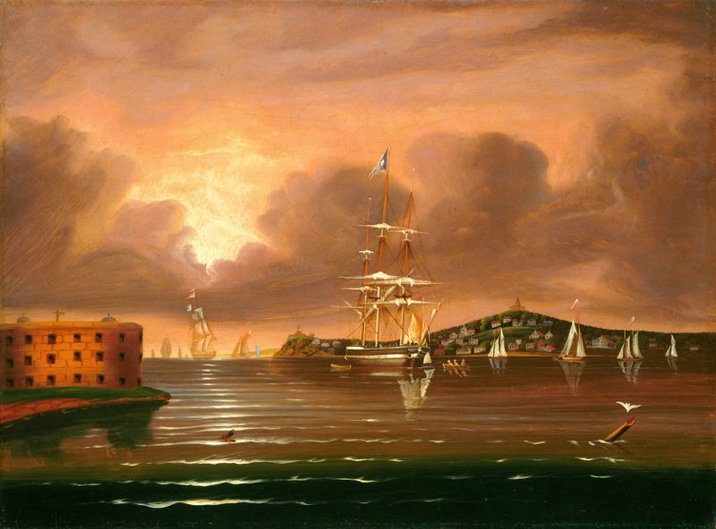 Threatening Sky, Bay of New York by Thomas Chambers, oil on canvas