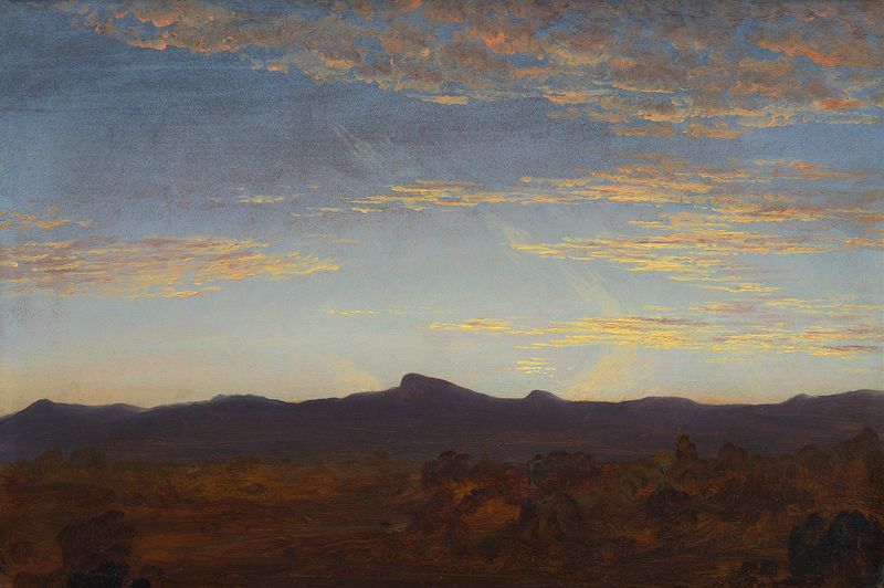 Study for Catskill Creek, óleo sobre tela de Thomas Cole, retratando um riacho e folhagem vibrante.