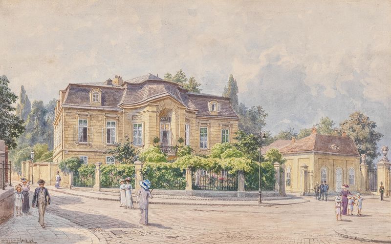 Villa am Meidlinger Tor zum Schönbrunner Schlosspark, oil on canvas by Ludwig Hans Fischer