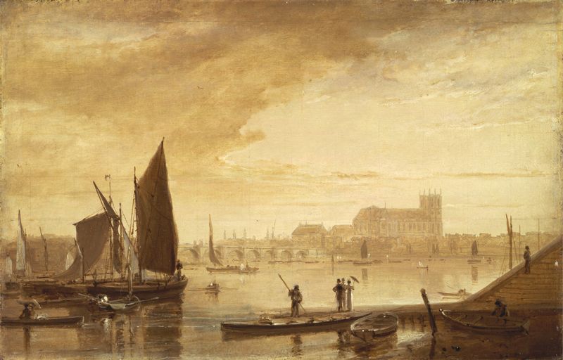 Westminster Bridge and Abbey de William Daniell, óleo