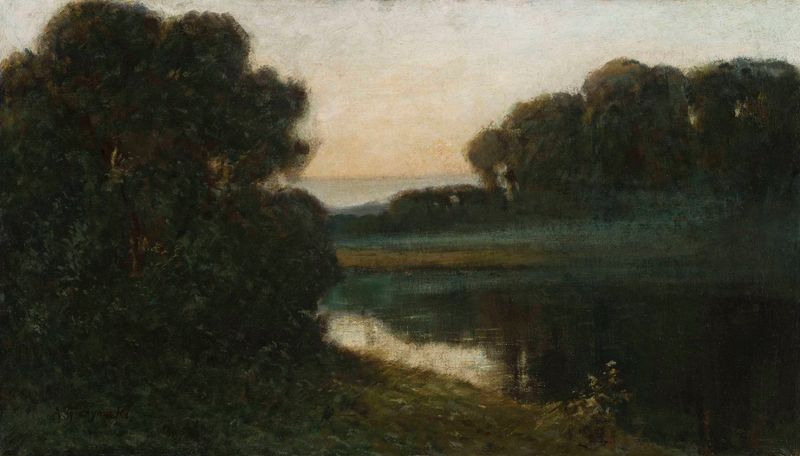 Paisagem de Aleksander Gierymski, realismo, retratando colinas e luz em um cenário sereno