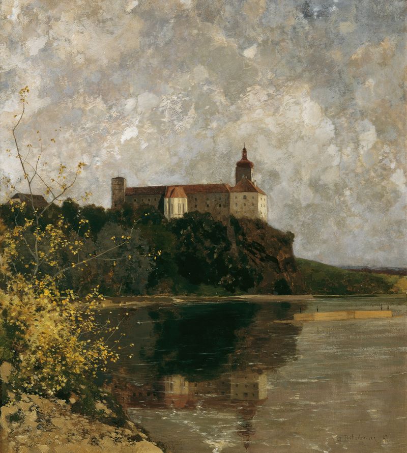 Landscape featuring Schloss Persenbeug by Adolf Ditscheiner, oil painting