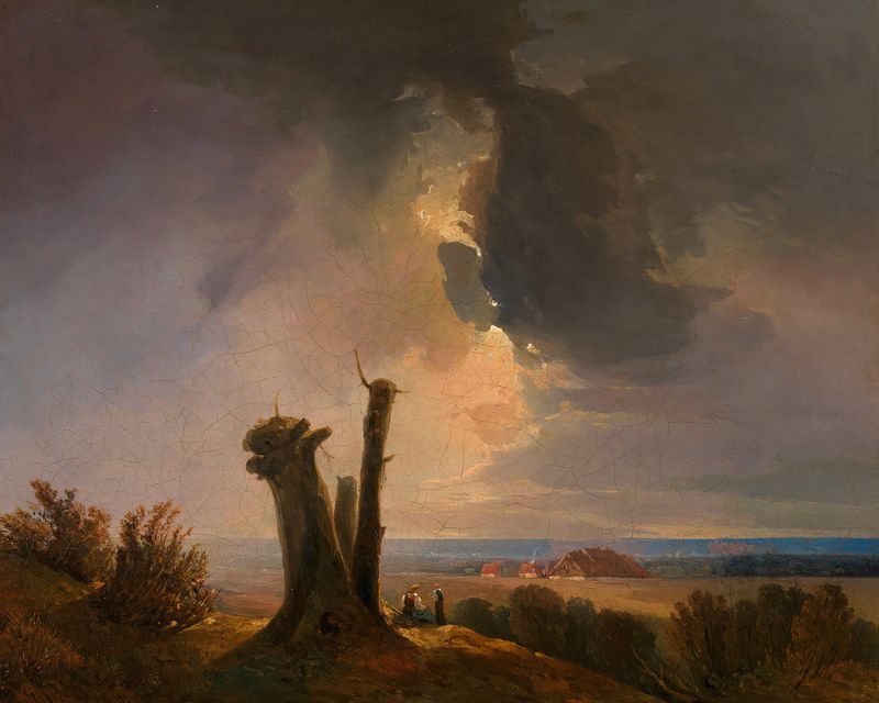 Landscape view with gentle hills and soft sky by Adalbert Stifter, oil painting