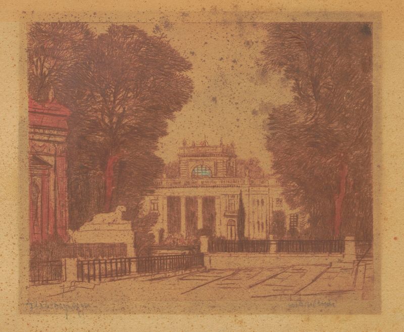 The Palace on the Isle in Łazienki Park, oil painting by Feliks Jabłczyński