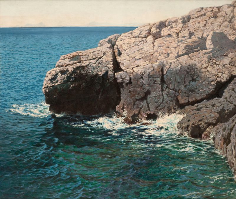 Rochers de Henry Brokman, óleo sobre lienzo que representa rocas texturizadas y tonos terrosos