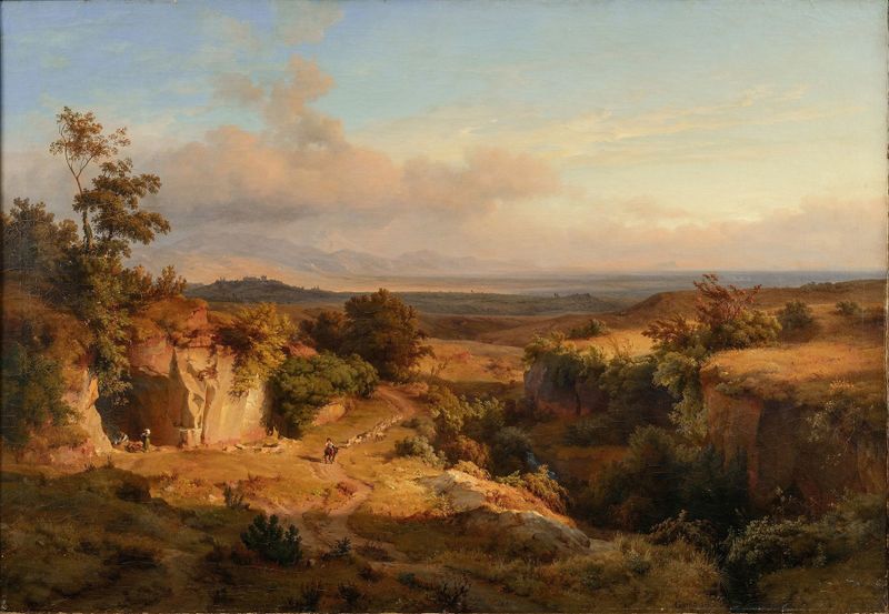 Extensive Landscape in the Roman Campagna de Louis Gurlitt, pintura al óleo