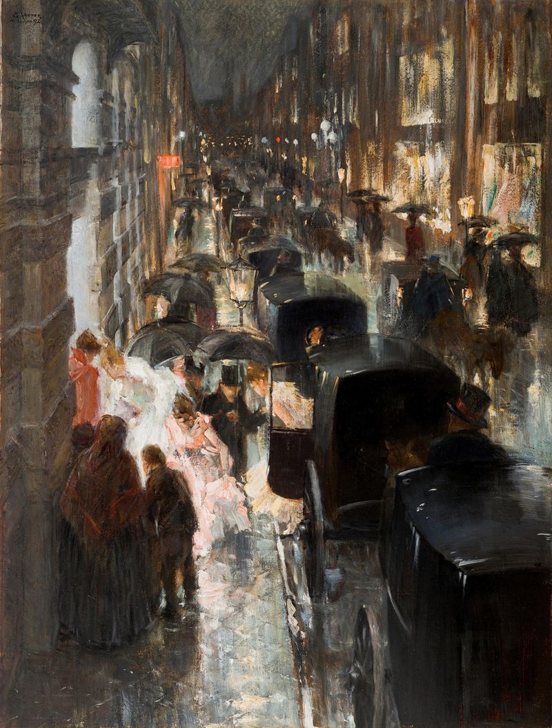 München – Auf dem Weg zum Ball by Charles Vetter, oil on canvas, depicting figures poised for dance