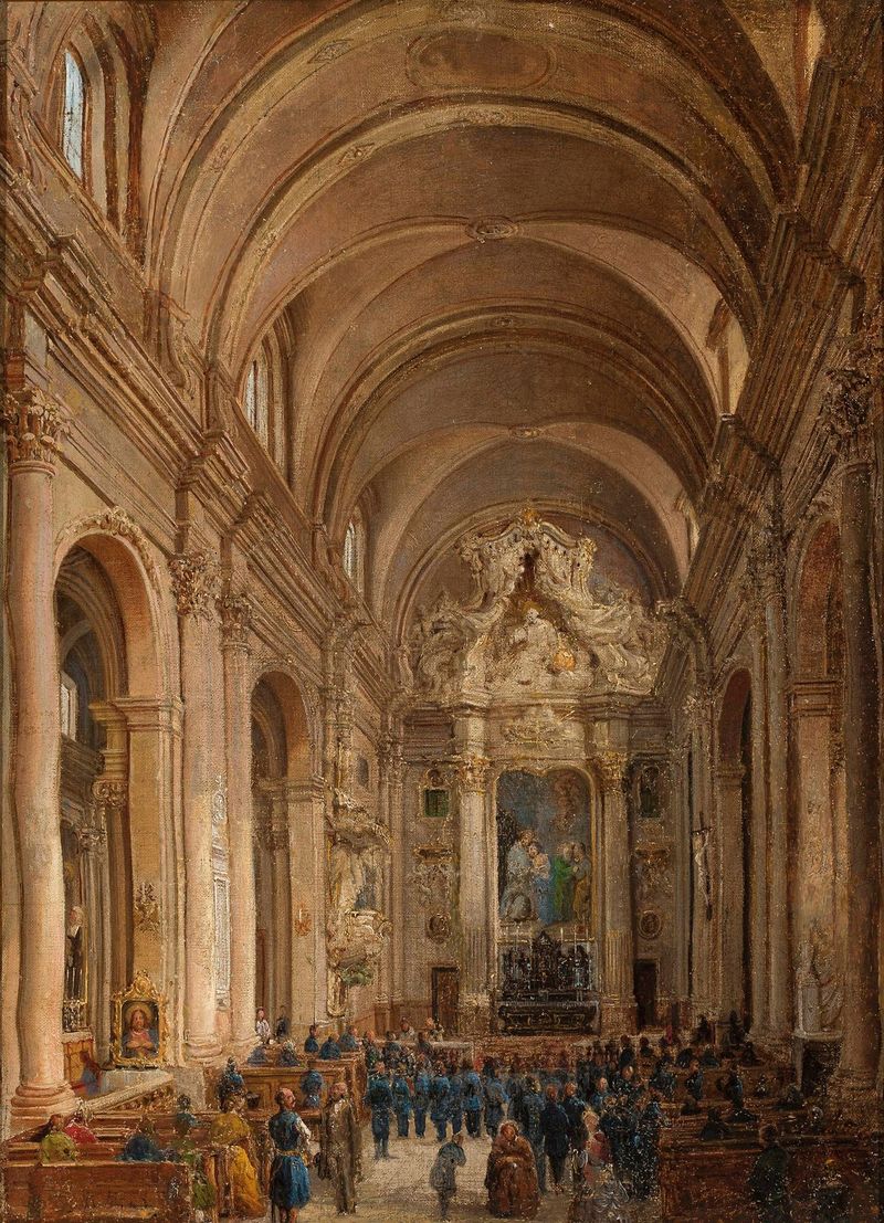 Interior of the Church of the Nuns of the Visitation in Warsaw, oil on canvas by Marcin Zaleski