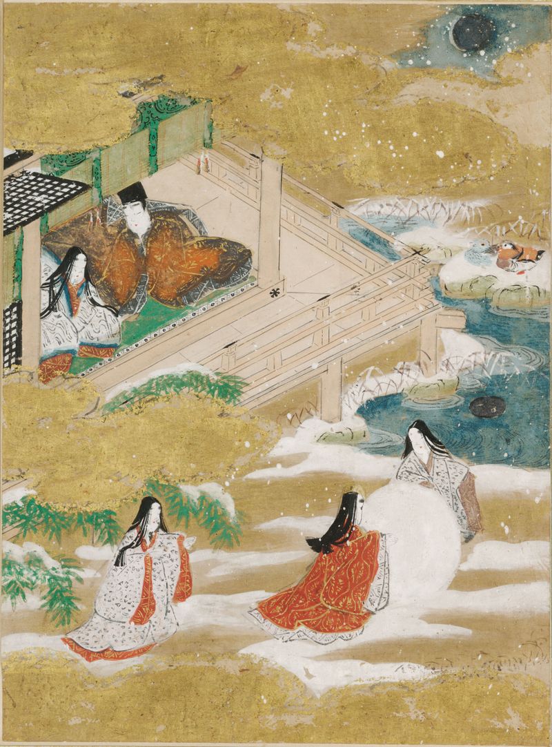 O Campânula de Tosa Mitsunobu, meio de ouro, representando flores de campânula.