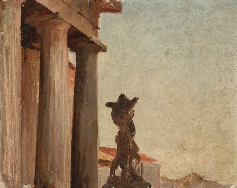Óleo sobre tela de Jan Ciągliński retratando o Instituto de Mineração em Petersburgo com colunas neoclássicas e figuras.