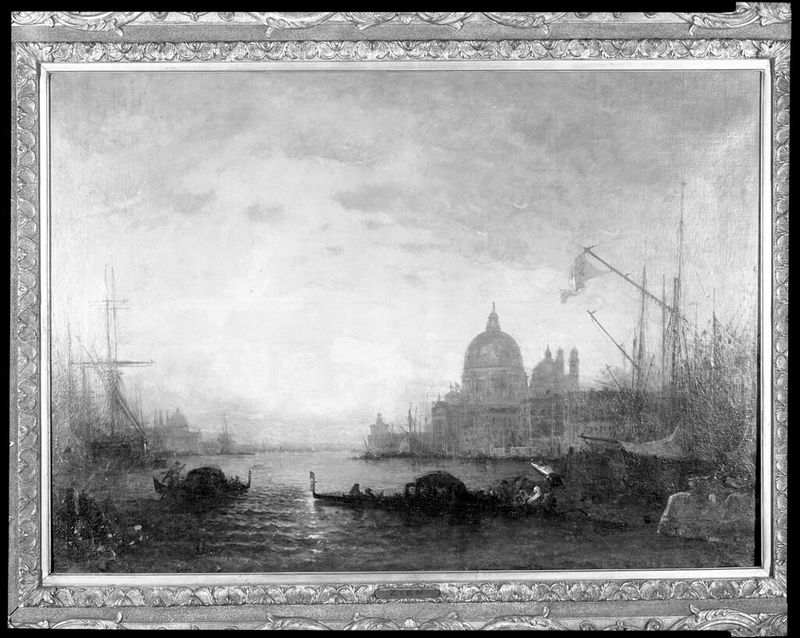 Escena de canal con Salute y Dogana, óleo sobre lienzo de Félix François Georges Philibert Ziem