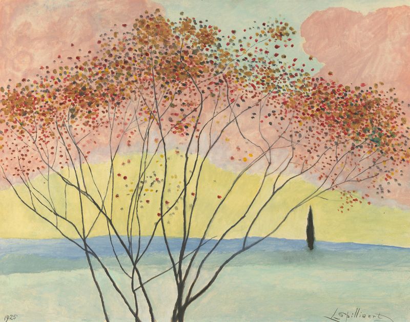 Landscape with trees, oil on canvas by Léon Spilliaert