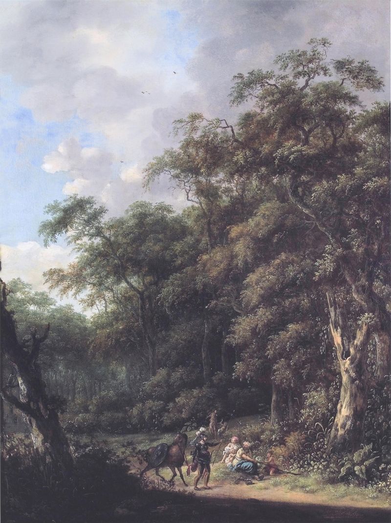 Landscape with hills and pastel sky, oil on canvas by Roelof Jansz. van Vries
