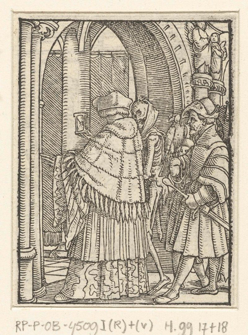 Allegorical scene of Death and a nobleman, etching by Hans Holbein II