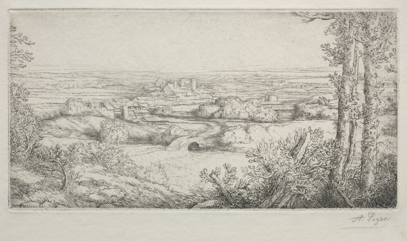 Paisagem de um vale na Borgonha, óleo sobre tela de Alphonse Legros