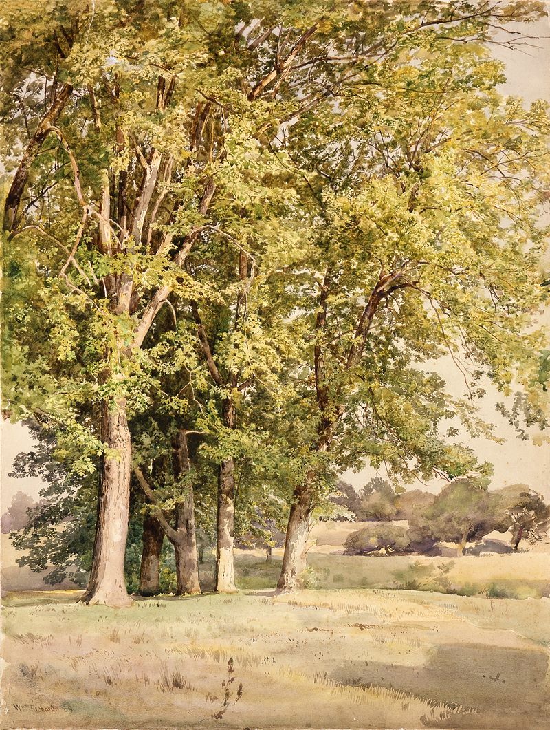 Paisaje de árboles de otoño en Chester County, Pennsylvania por William Trost Richards, pintura al óleo