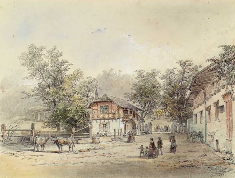 Paisaje de Die Meierei in der Vorderbrühl bei Wien de Ludwig Czerny, óleo sobre lienzo