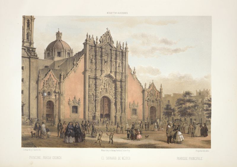 Gothic architecture of a church by C. Castro, 1869