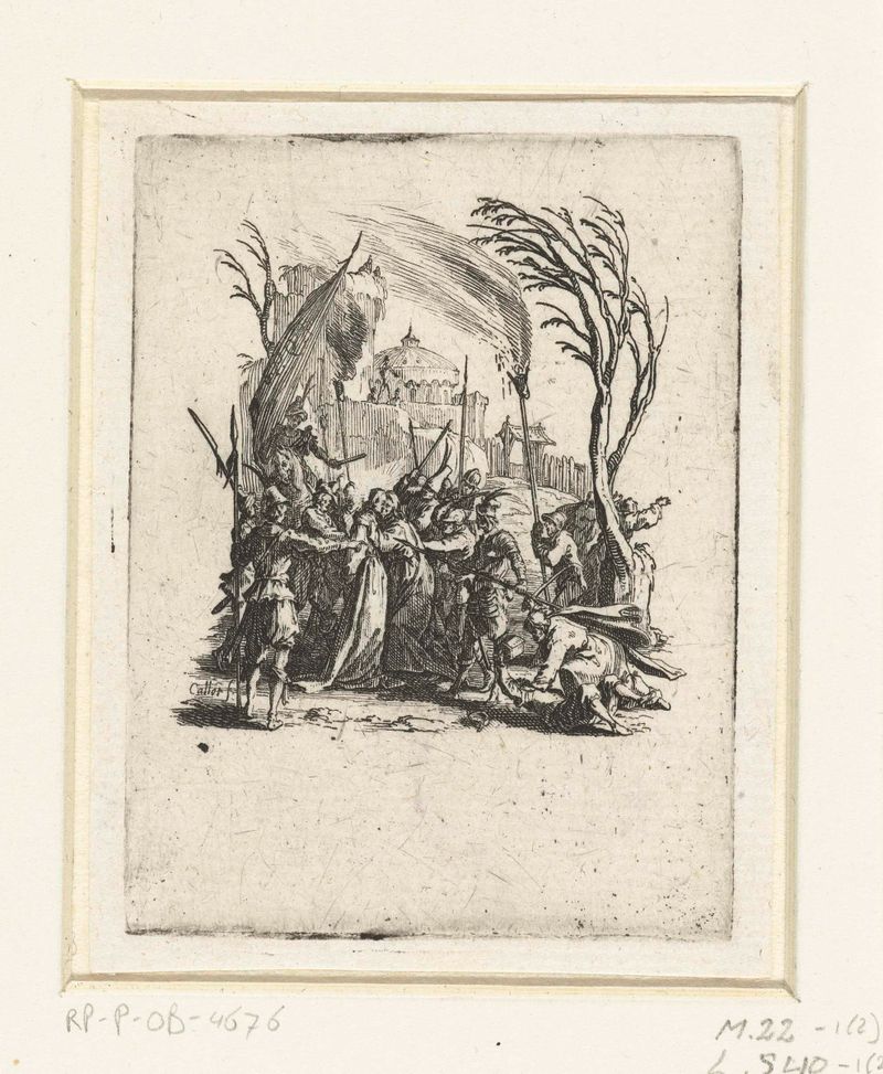 Gevangenneming de Jacques Callot, gravura mostrando figuras em luta