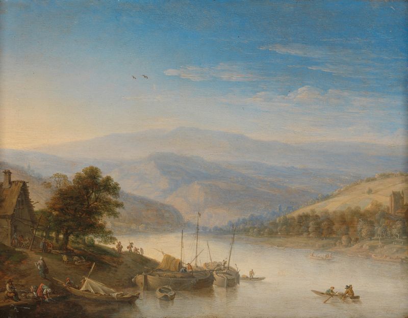 Landscape of the Rhine river by Herman Saftleven, oil on canvas