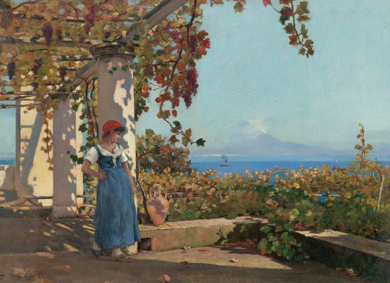 Terrace off Villa Haan, Isola Capri by Charles Caryl Coleman, impressionism