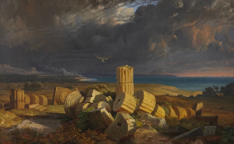 Ruins of the Temple of Hera at Selinunte by Friedrich von Nerly, oil painting
