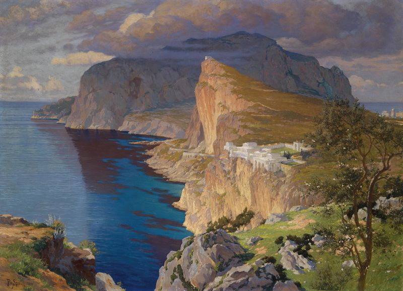 oil painting of Villa Jovis on Capri by Paul Von Spaun