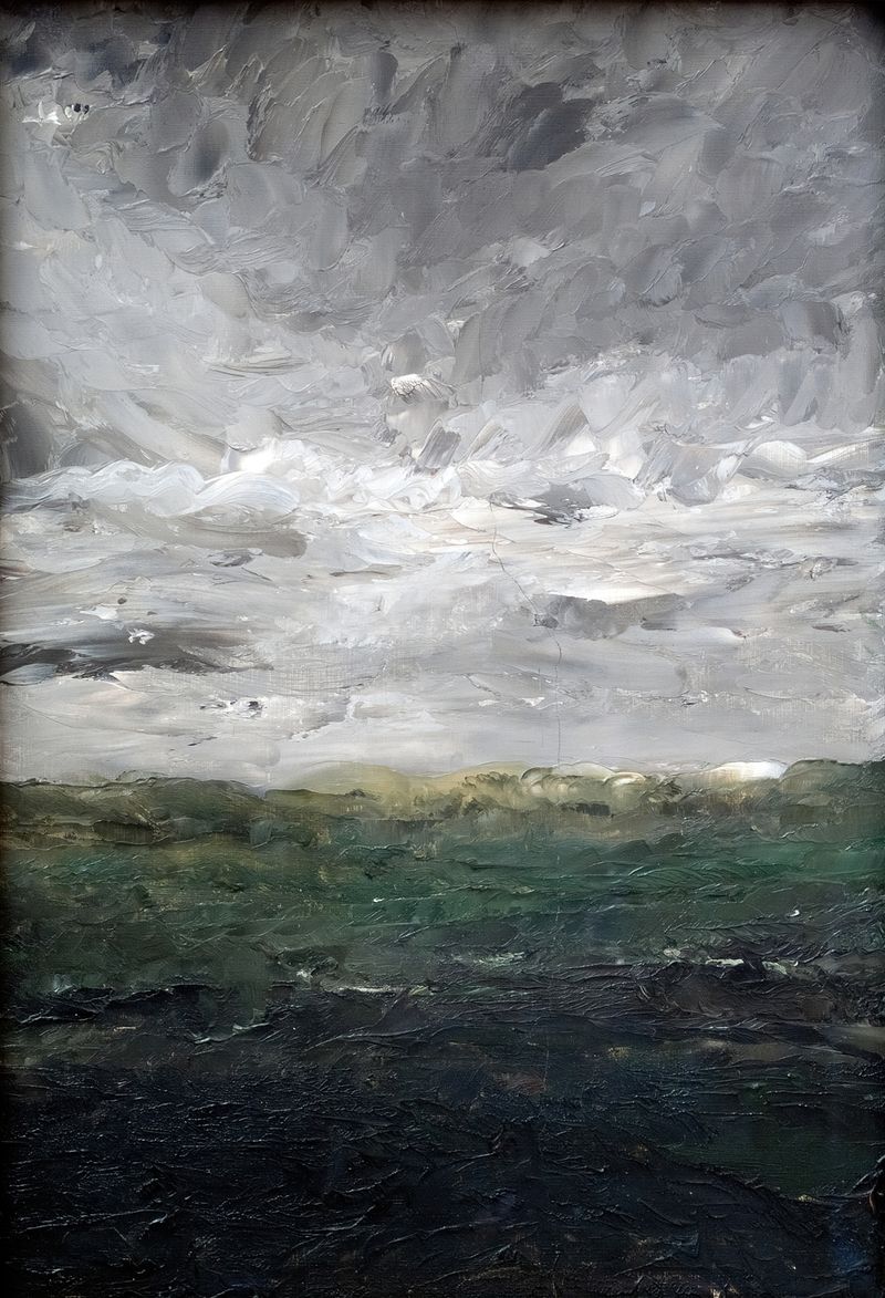 Landscape Study The Heath by August Strindberg, oil painting featuring textured strokes and a natural scene.