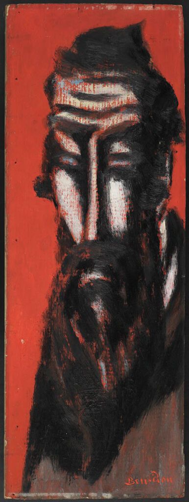 Head of a Rabbi de Ben-Zion, escultura em madeira com detalhes em ouro