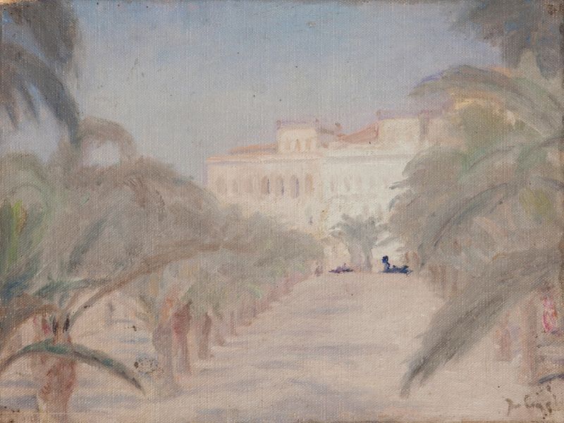 Paisagem vibrante com flores, óleo sobre tela de Jan Ciągliński