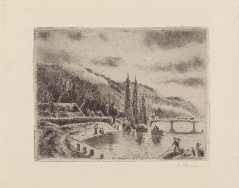 Côte Ste-Catherine, Rouen pintura al óleo de Camille Pissarro con árboles y un cielo lavanda.