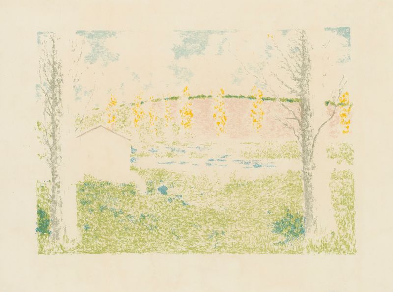 Paisagem Pós-Impressionista de Ker-Xavier Roussel, apresentando uma casa entre a vegetação.