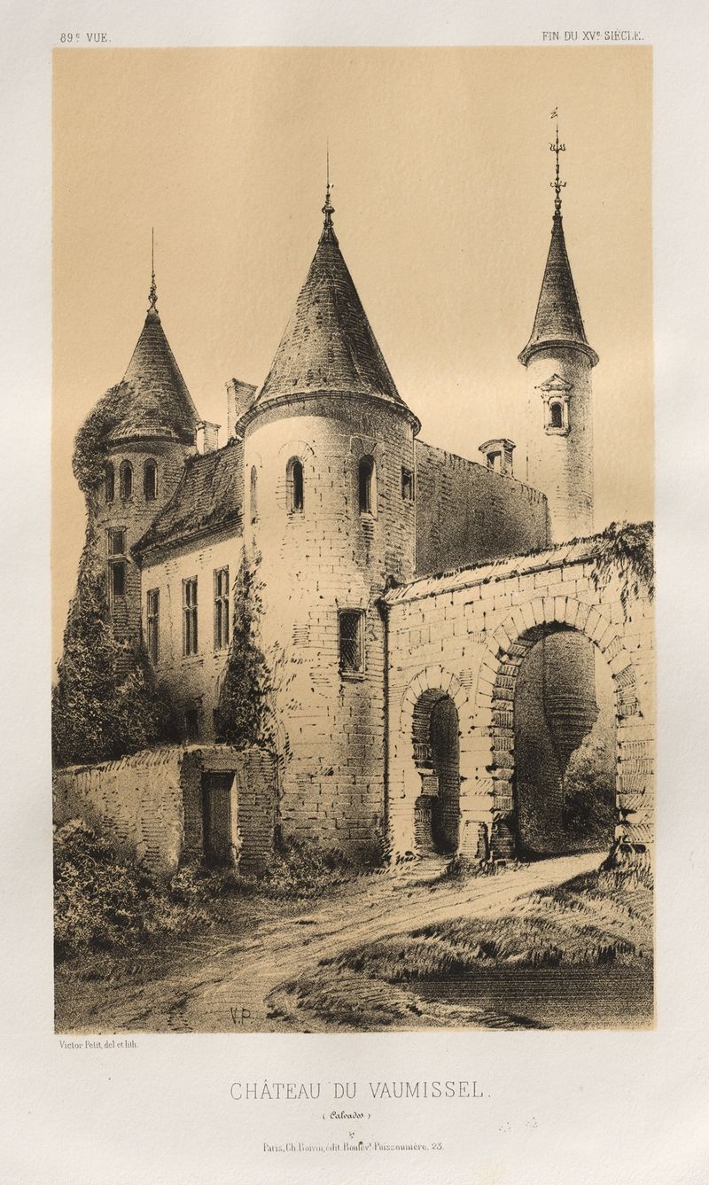 Château du Vaumissel, óleo sobre tela de Victor Petit, retratando uma paisagem tranquila com tons suaves.