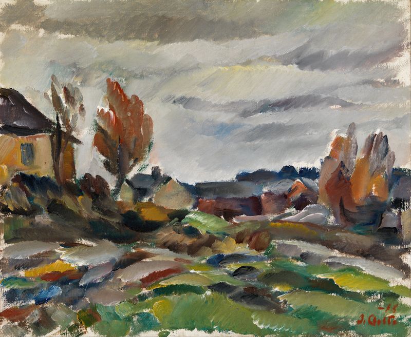 Marine scene depicting a storm in deep blues and grays by Ilmari Aalto