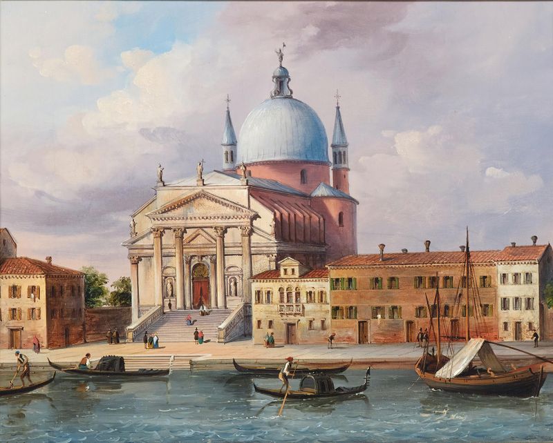Oil painting of the Chiesa del Santissimo Redentore by Carlo Grubacs