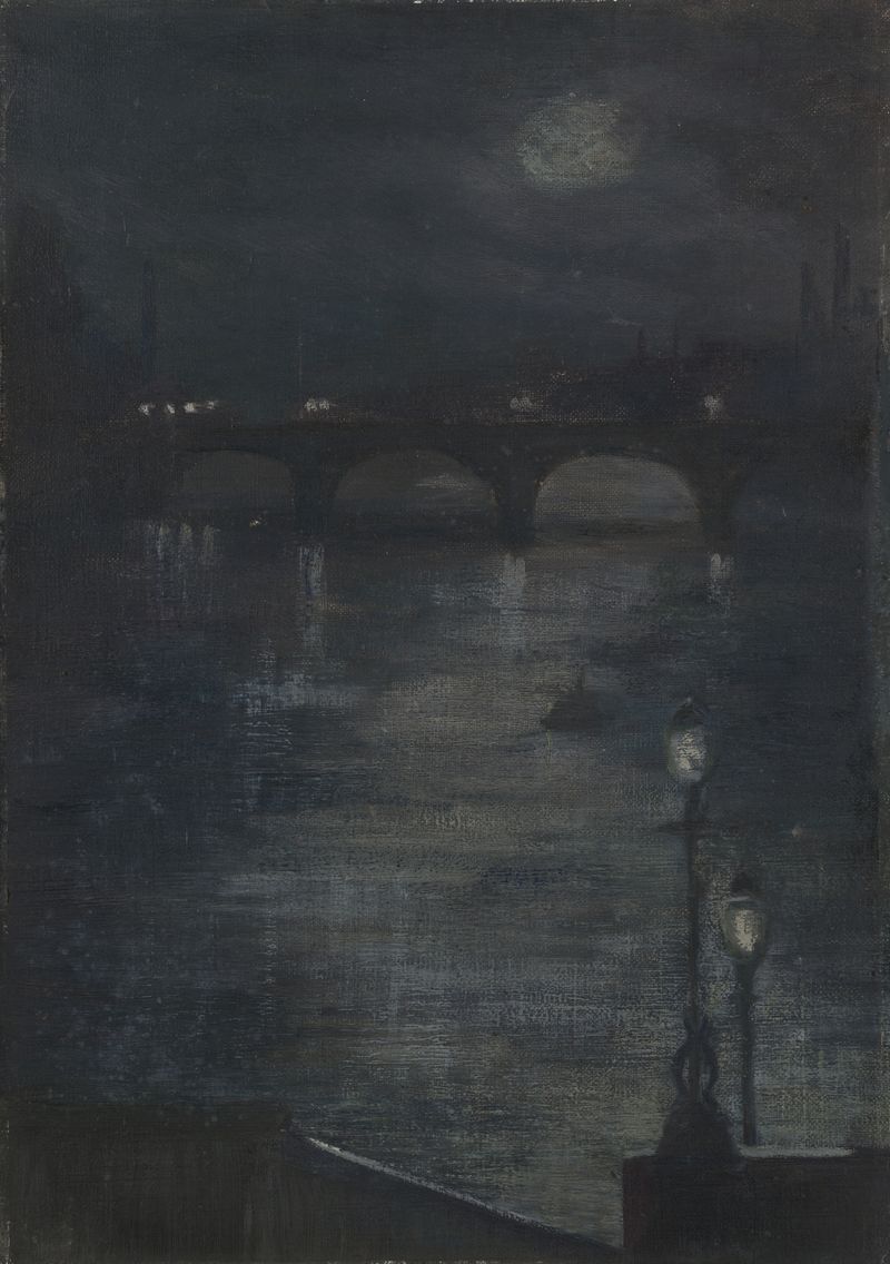 Luz da Lua no Tâmisa, óleo sobre tela de Katherine Sophie Dreier