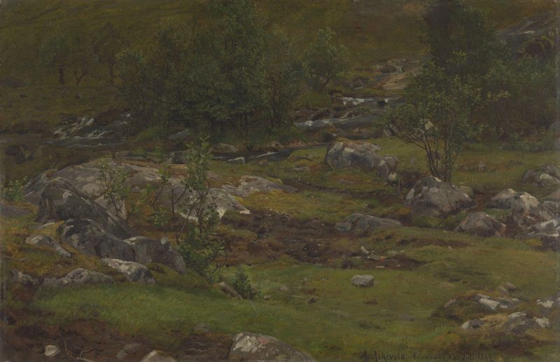 Landscape Study by Anders Askevold, oil on canvas depicting rolling hills and soft golden light.