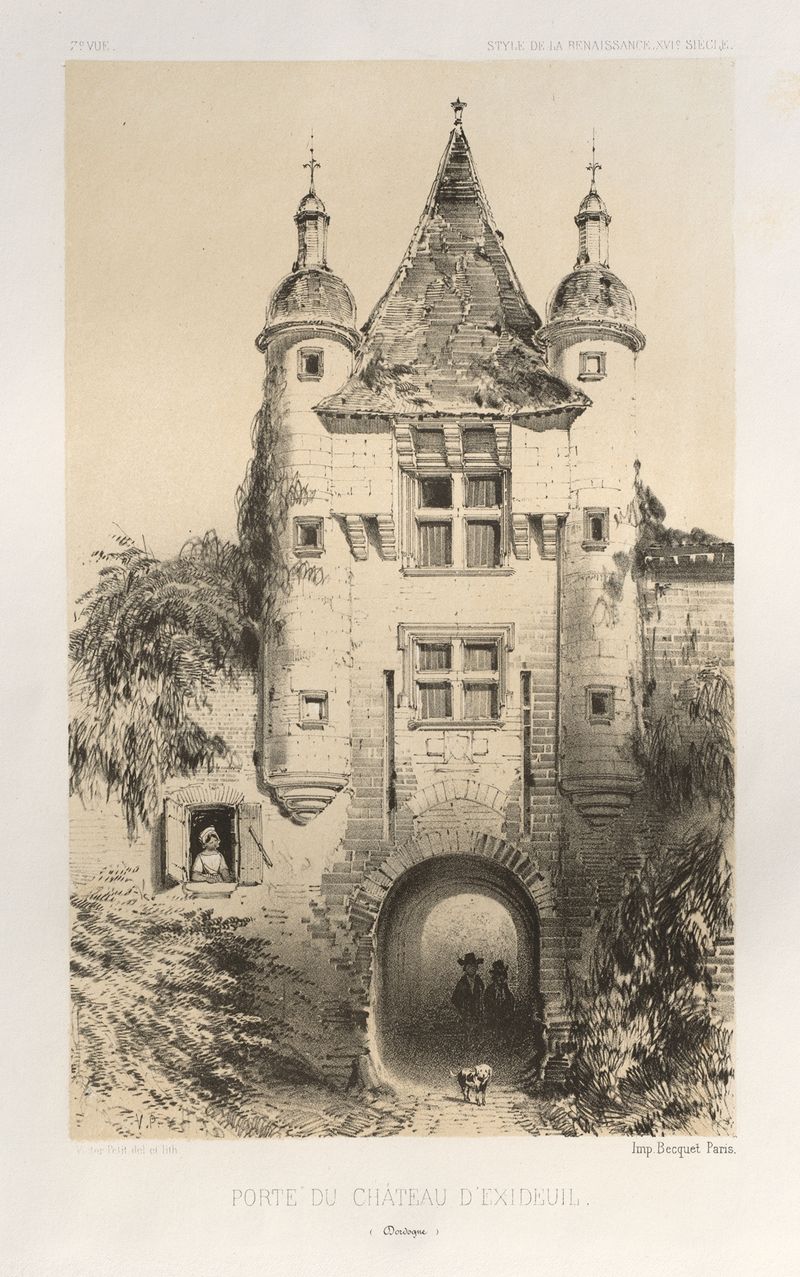 Porte du Chateau d’Exideuil de Victor Petit, representando um arco em luz quente, meio desconhecido.