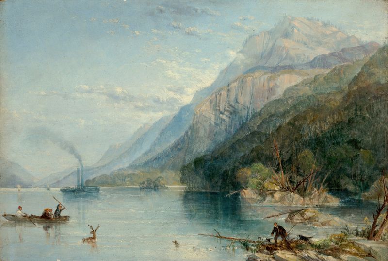 Landscape of Black Mountain and Lake George, oil painting by Thomas Creswick