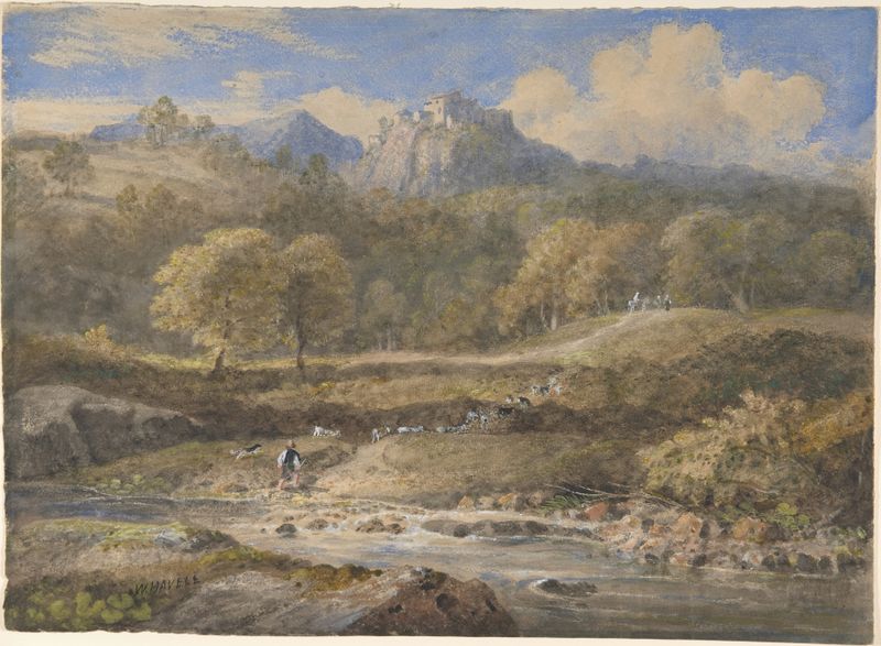 Landscape of Licenza, near Rome; Horace’s Villa by William Havell, oil painting